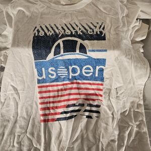 Sol Angeles US Open White Tee with Blue and Red Graphic